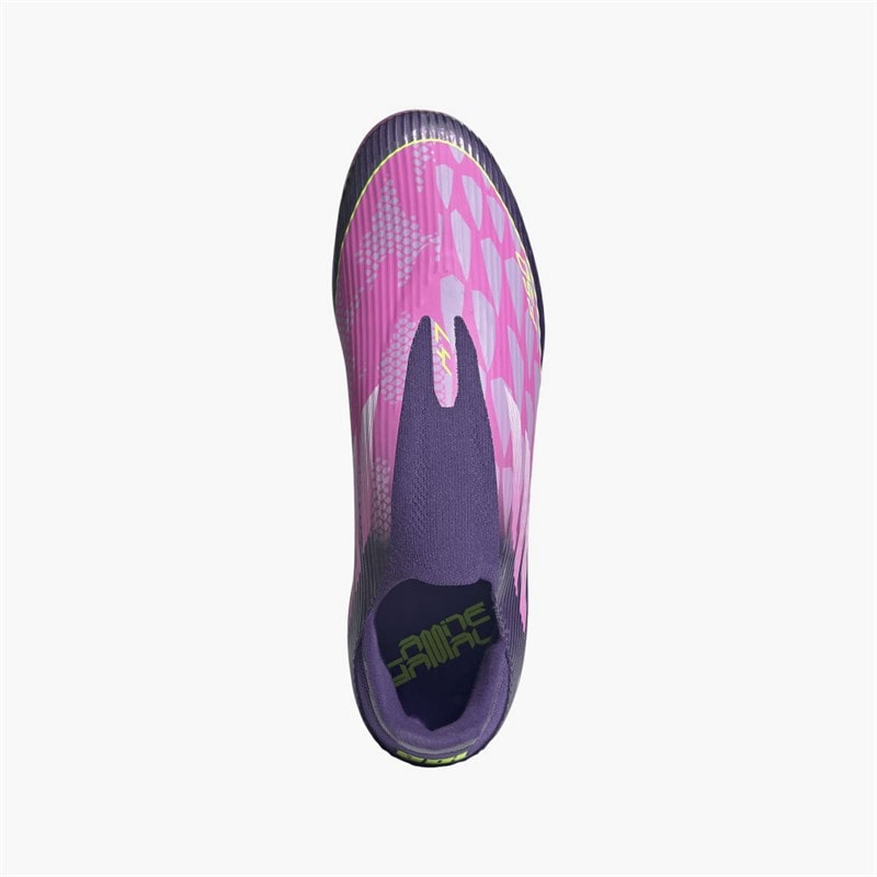 adidas Mens F50 League Laceless Lamine Yamal FG/MG Firm/Multi Ground Football Boots Unity Purple/Footwear White/Lucid Lemon - Image 4