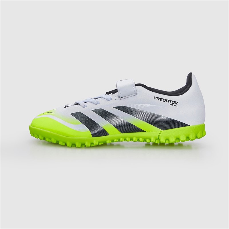 adidas Junior Predator Club Radiant Blaze Pack Hook-And-Loop TF Astro Turf Football Boots Cloud White/Core Black/Lucid Lemon - Image 2
