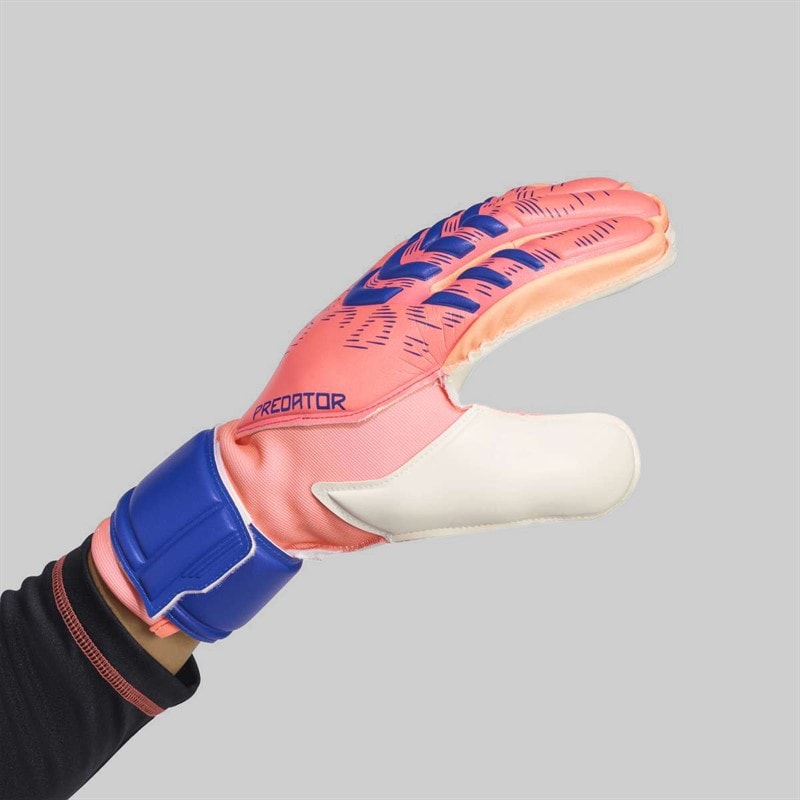 adidas Predator Match FingerSave Goalkeeper Gloves Signal Coral/White/Lucid Blue - Image 3
