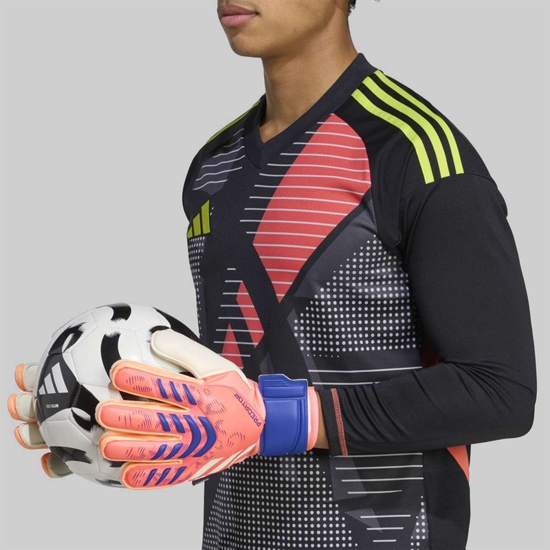 adidas Predator Match FingerSave Goalkeeper Gloves Signal Coral/White/Lucid Blue - Image 5