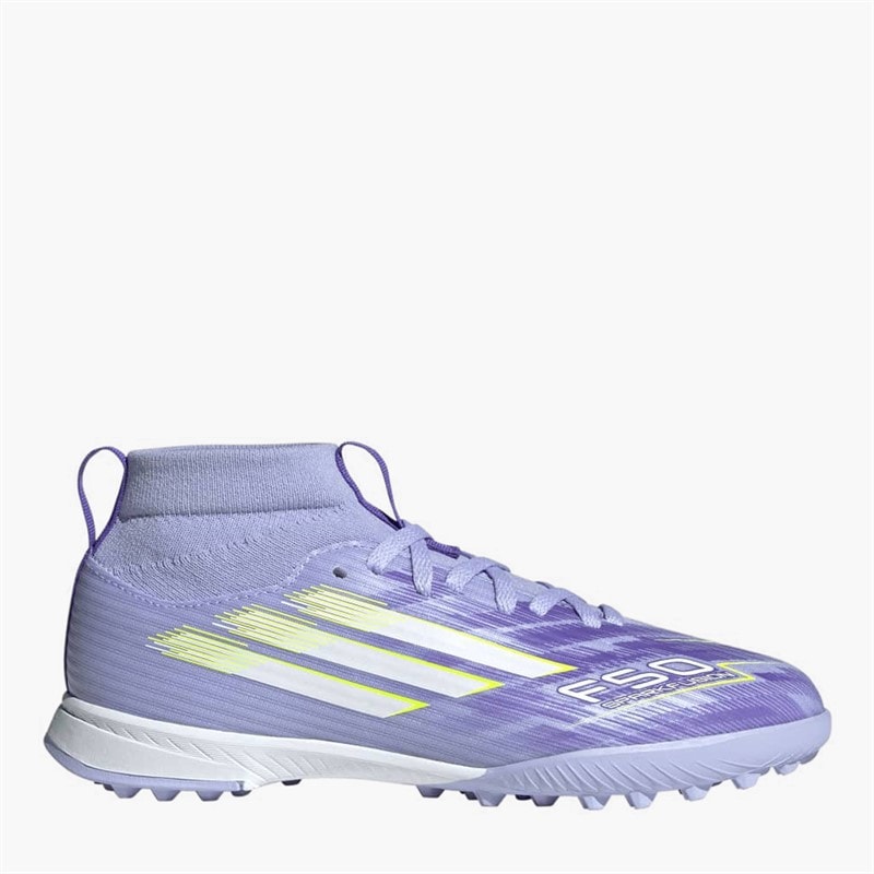 adidas Junior Girls F50 Sparkfusion League Mid TF Astro Turf Football Boots Violet Tone/Lucid Lemon/Purple Rush