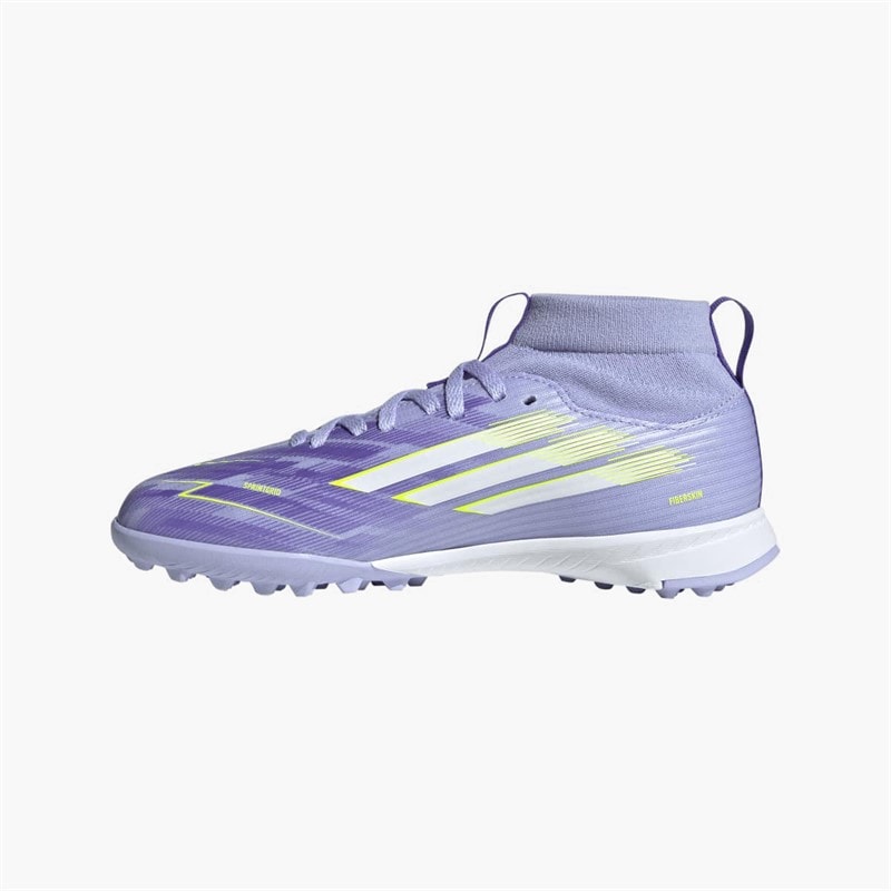 adidas Junior Girls F50 Sparkfusion League Mid TF Astro Turf Football Boots Violet Tone/Lucid Lemon/Purple Rush - Image 5