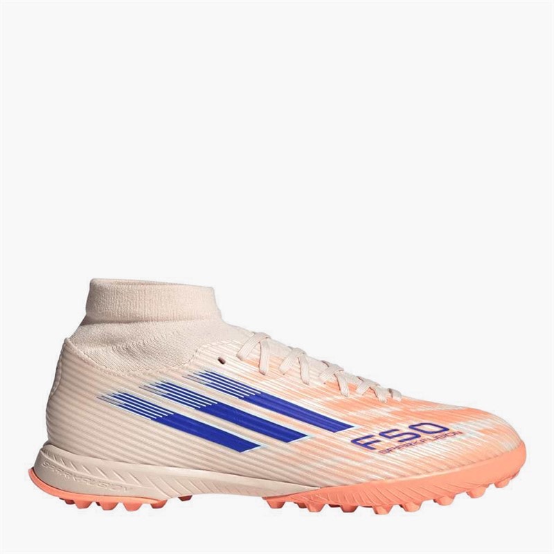 adidas Womens F50 Sparkfusion League Mid Coral Blaze Pack TF Astro Turf Football Boots Bliss Orange/Lucid Blue/Beam Orange