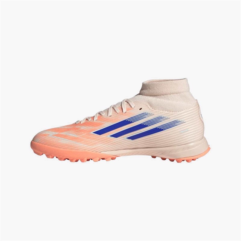 adidas Womens F50 Sparkfusion League Mid Coral Blaze Pack TF Astro Turf Football Boots Bliss Orange/Lucid Blue/Beam Orange - Image 5