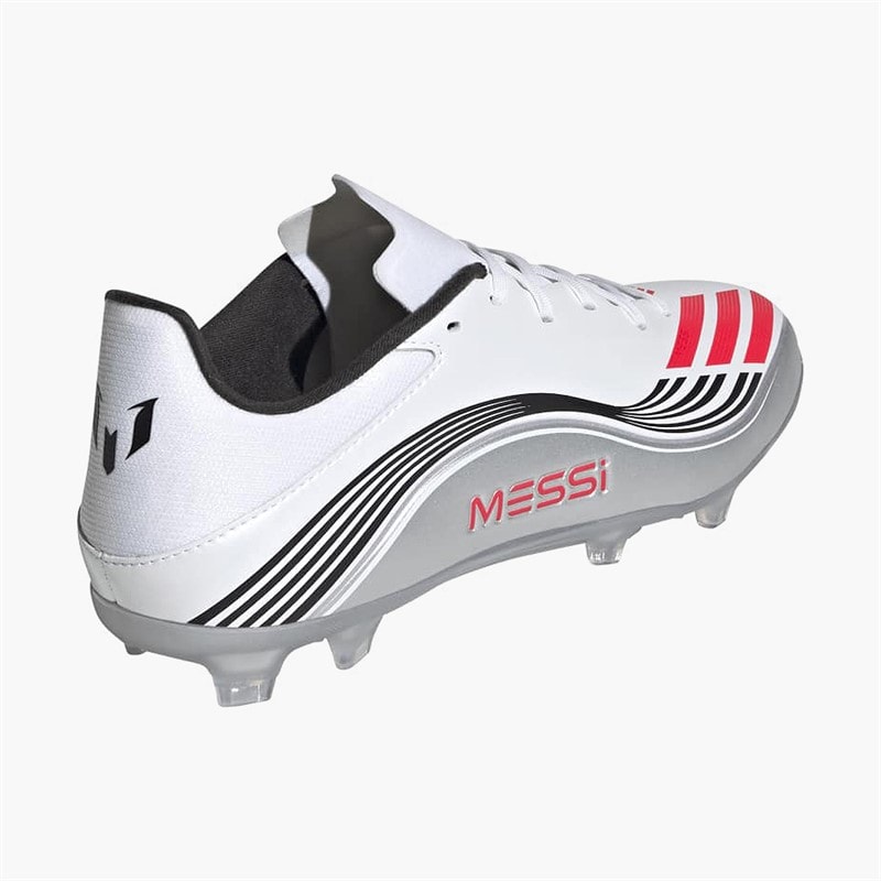adidas Mens F50 Messi League Prestig10 FG/MG Firm/Multi Ground Football Boots Cloud White/Lucid Red/Silver Metallic - Image 3