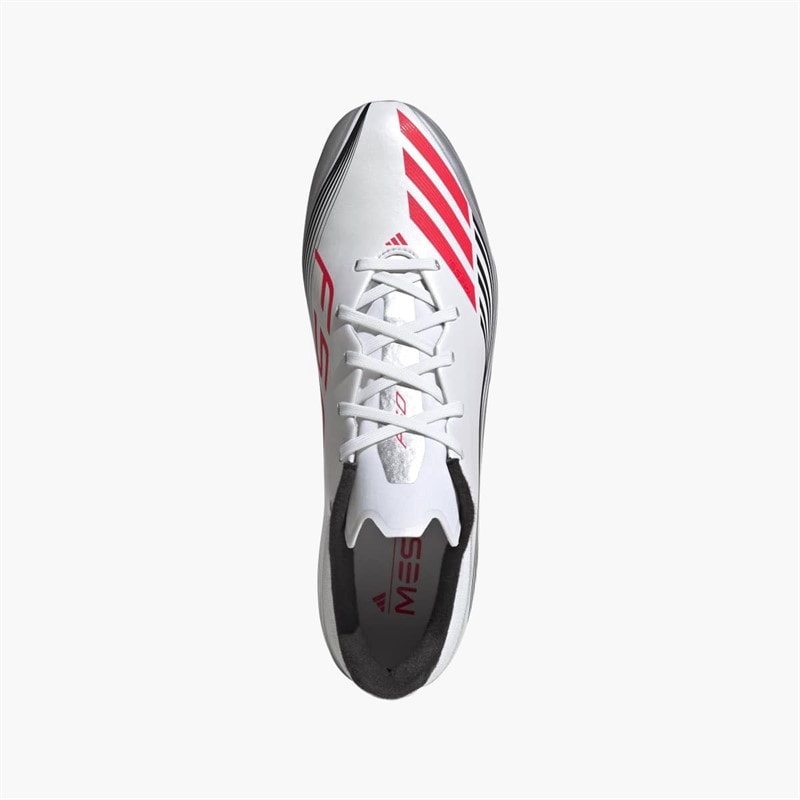 adidas Mens F50 Messi League Prestig10 FG/MG Firm/Multi Ground Football Boots Cloud White/Lucid Red/Silver Metallic - Image 4