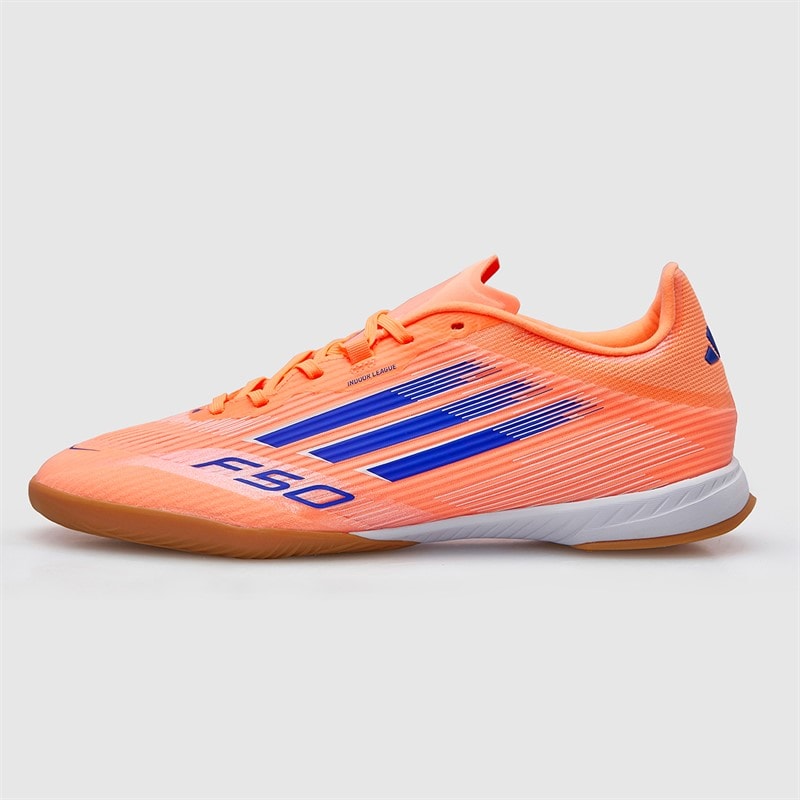 adidas Mens F50 League Coral Blaze Pack IN Indoor Football Boots Beam Orange/Lucid Blue /Cloud White Beam Orange/Lucid Blue/Cloud White - Image 2