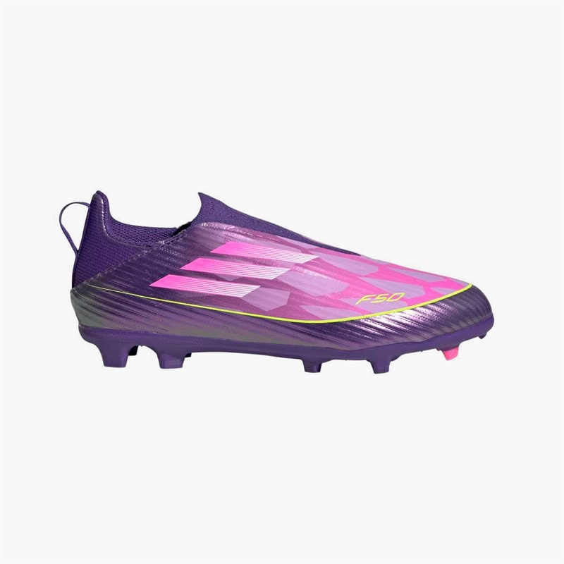 adidas Junior F50 League Laceless Lamine Yamal FG/MG Firm/Multi Ground Football Boots Unity Purple/Footwear White/Lucid Lemon - Image 5