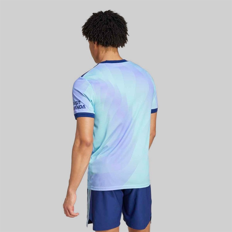 adidas Mens AFC Arsenal FC 24/25 Authentic Third Jersey Clear Aqua/Light Flare Purple - Image 2