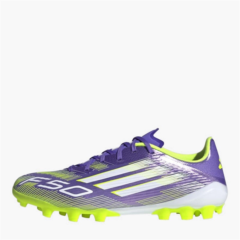 adidas Mens F50 League Radiant Blaze Pack 2G/3G AG Artificial Ground Football Boots Purple Rush/Cloud White/Lucid Lemon