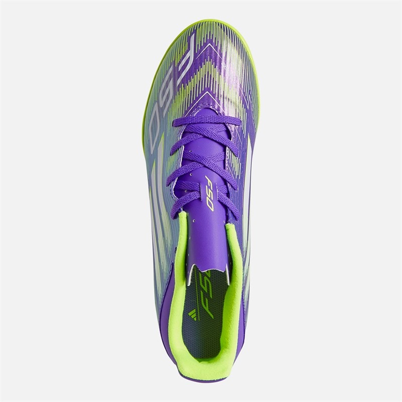 adidas Mens F50 Club Radiant Blaze Pack TF Astro Turf Football Boots Purple Rush/Cloud White/Lucid Lemon - Image 4