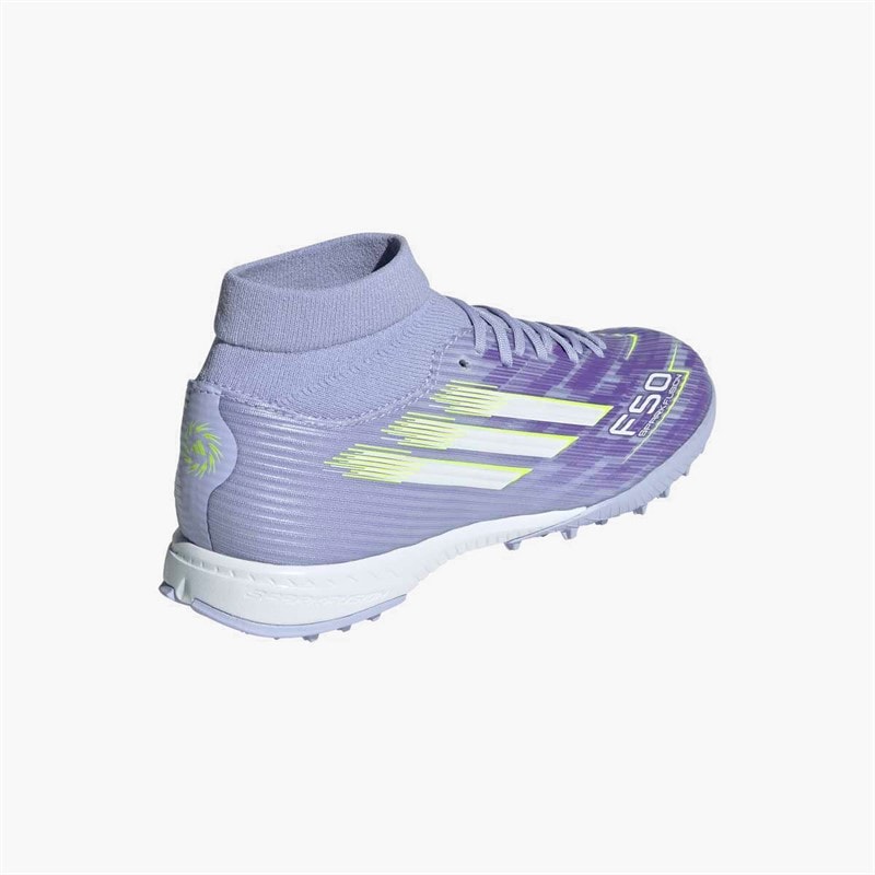 adidas Womens F50 Sparkfusion League Mid TF Astro Turf Football Boots Violet Tone/Lucid Lemon/Purple Rush - Image 3