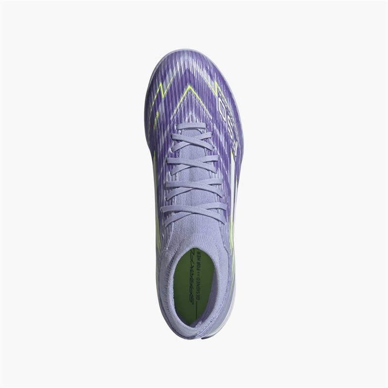 adidas Womens F50 Sparkfusion League Mid TF Astro Turf Football Boots Violet Tone/Lucid Lemon/Purple Rush - Image 4
