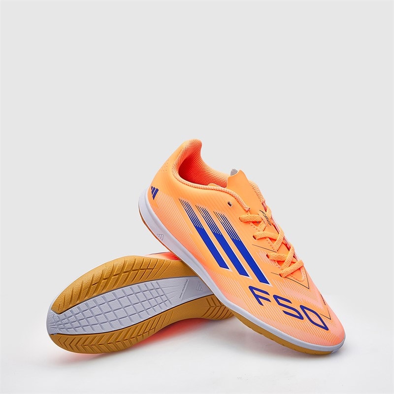 adidas Junior F50 Club Coral Blaze Pack IN Indoor Football Boots Beam Orange/Lucid Blue /Cloud White Beam Orange/Lucid Blue/Cloud White
