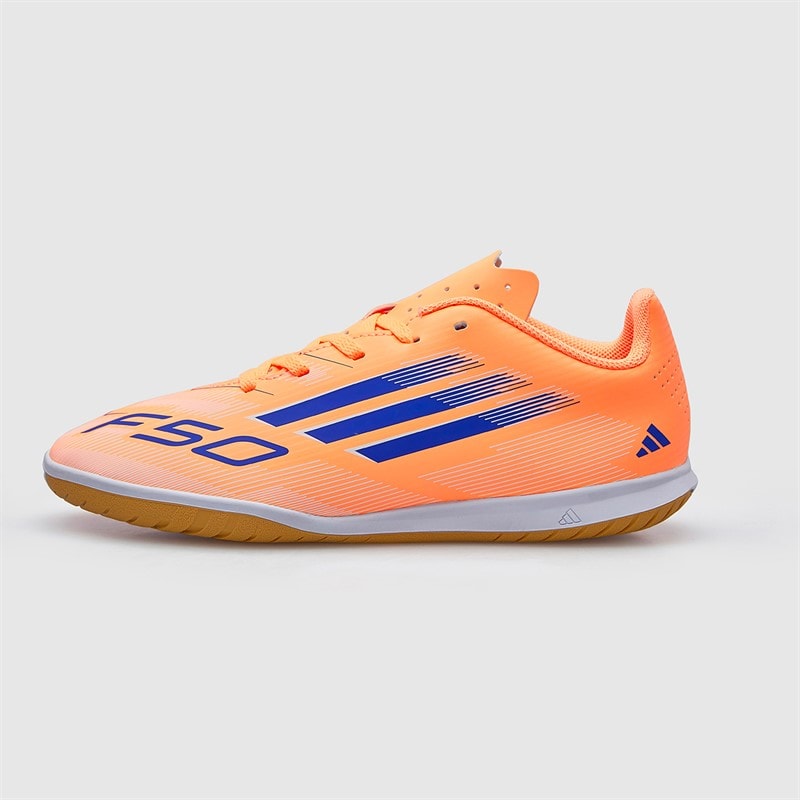 adidas Junior F50 Club Coral Blaze Pack IN Indoor Football Boots Beam Orange/Lucid Blue /Cloud White Beam Orange/Lucid Blue/Cloud White - Image 2