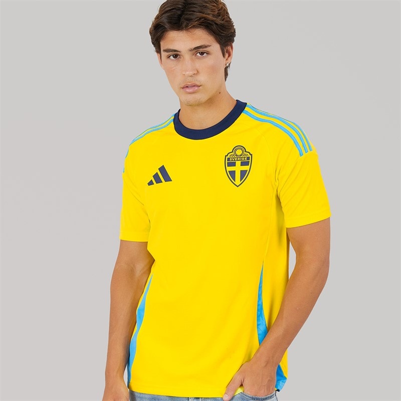 adidas Mens SVFF Sweden 2024 Home Fan Jersey Bright Yellow - Image 1