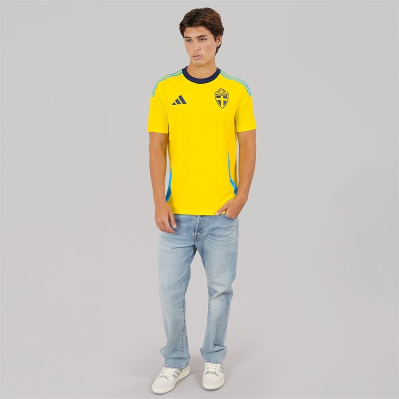 adidas Mens SVFF Sweden 2024 Home Fan Jersey Bright Yellow - Image 3