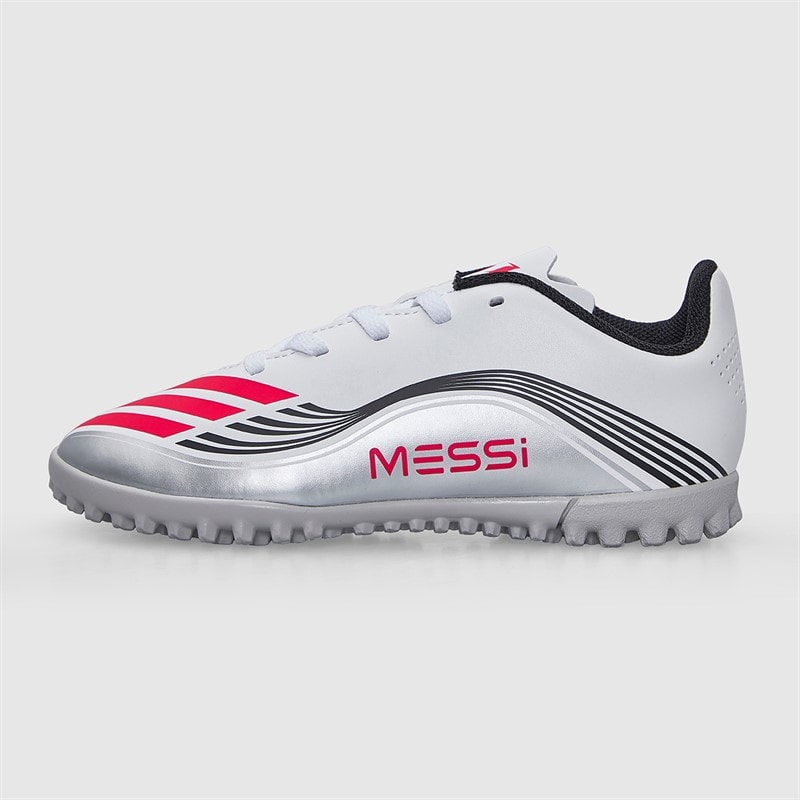 adidas Junior F50 Messi Club Prestig10 TF Astro Turf Football Boots Cloud White/Lucid Red/Silver Metallic - Image 2
