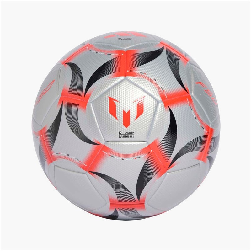 adidas Messi F50 League Match Football (FIFA Quality Certified) Silver Metallic/Lucid Red/Black - Image 2