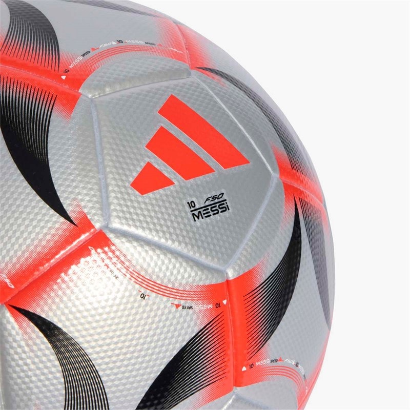adidas Messi F50 League Match Football (FIFA Quality Certified) Silver Metallic/Lucid Red/Black - Image 3
