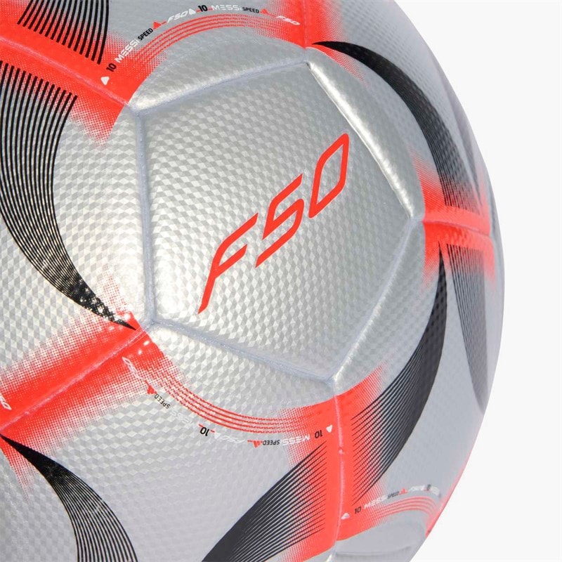 adidas Messi F50 League Match Football (FIFA Quality Certified) Silver Metallic/Lucid Red/Black - Image 4