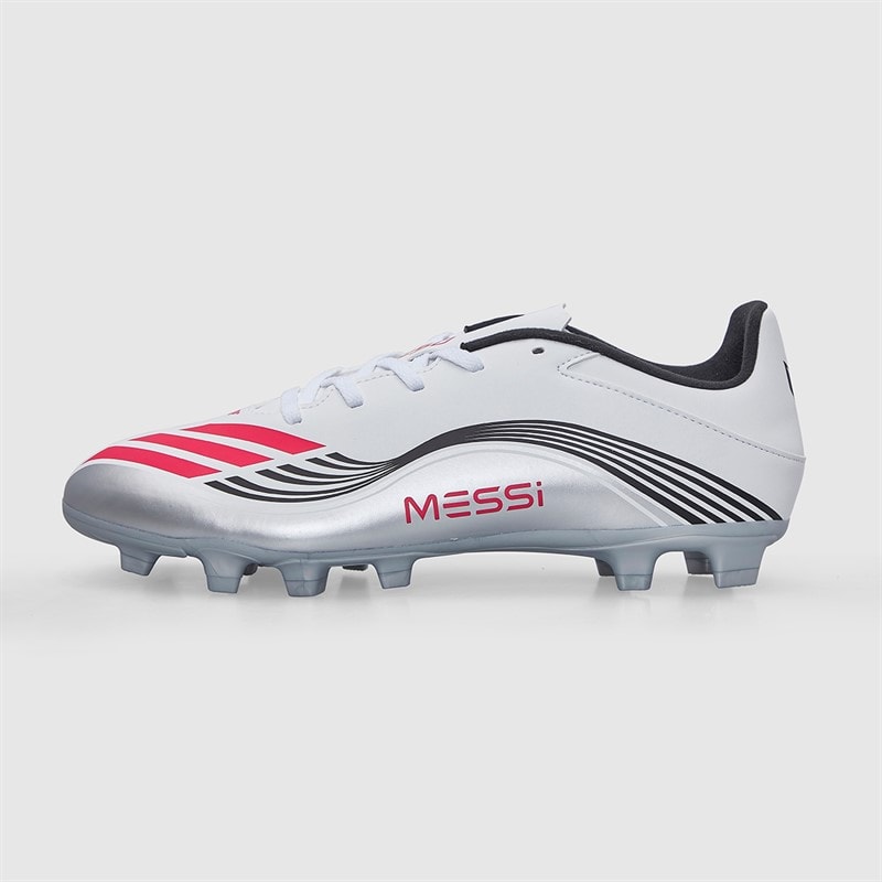 adidas Mens F50 Messi Club Prestig10 FG/MG Firm/Multi Ground Football Boots Cloud White/Lucid Red/Silver Metallic - Image 2