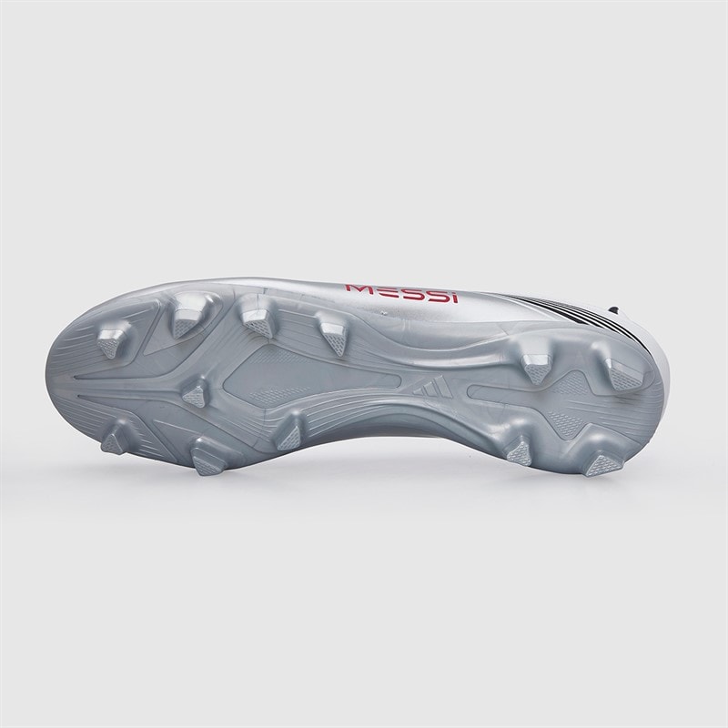 adidas Mens F50 Messi Club Prestig10 FG/MG Firm/Multi Ground Football Boots Cloud White/Lucid Red/Silver Metallic - Image 3