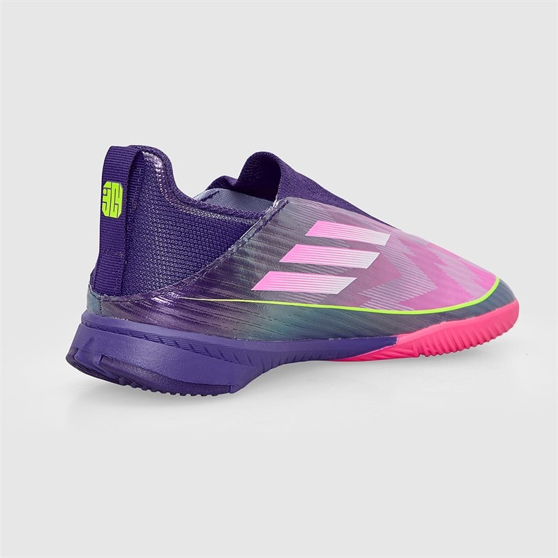 adidas Junior F50 League Laceless Lamine Yamal IN Indoor Football Boots Unity Purple/Footwear White/Lucid Lemon - Image 5