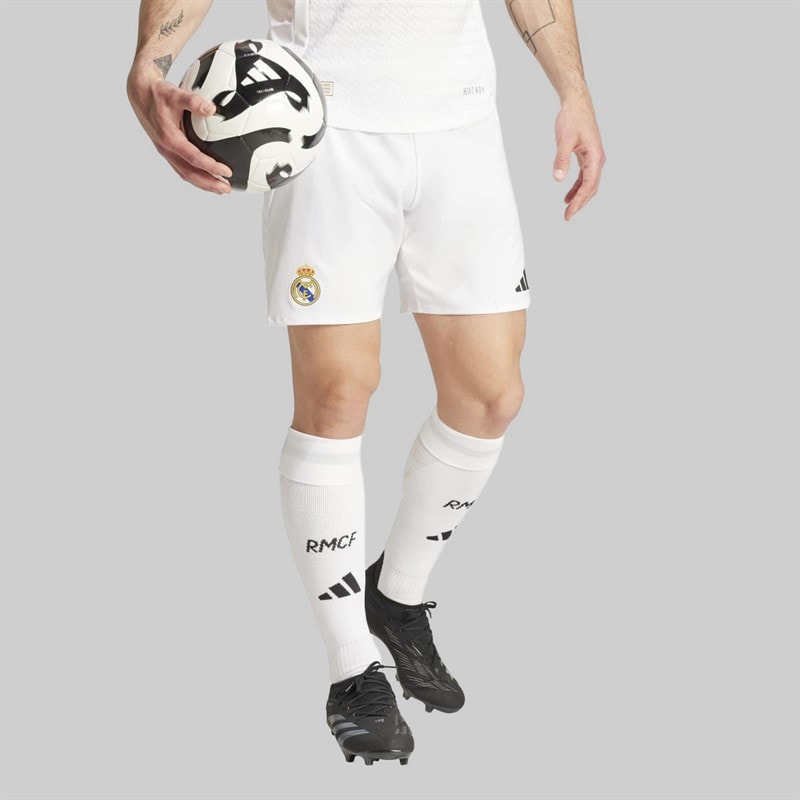 adidas Mens RMCF Real Madrid 24/25 Authentic Home Shorts White - Image 5