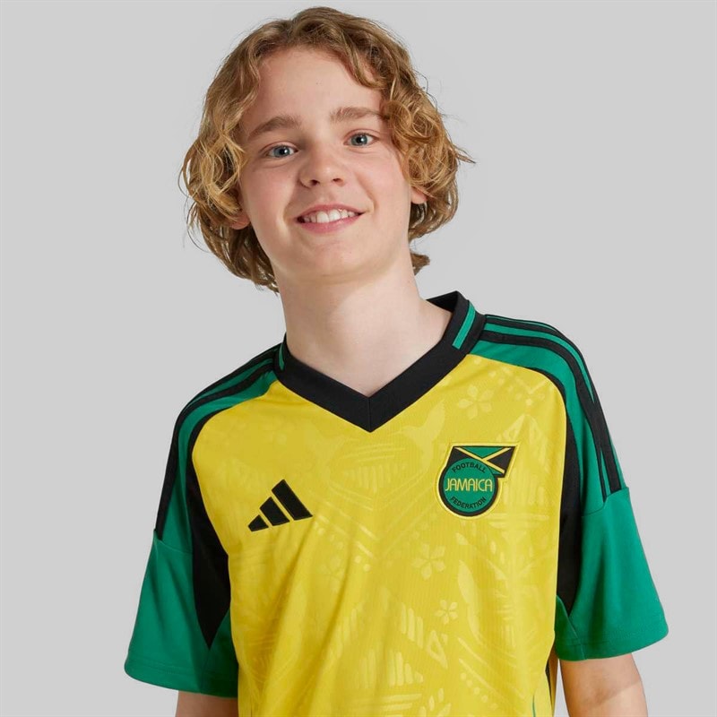 adidas Junior JFF Jamaica 2024 Home Jersey Hazy Yellow - Image 3