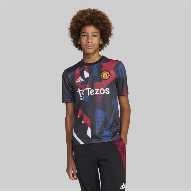 adidas Junior MUFC Manchester United 24/25 Pre Match Jersey Black/Mufc Red/Off White/Team Coll Burgundy