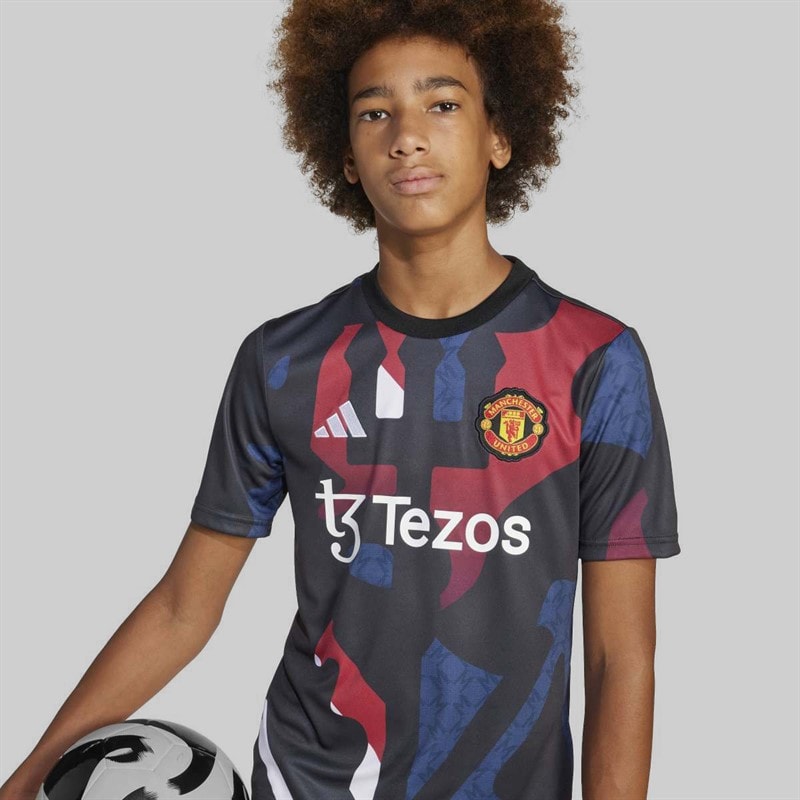 adidas Junior MUFC Manchester United 24/25 Pre Match Jersey Black/Mufc Red/Off White/Team Coll Burgundy - Image 3