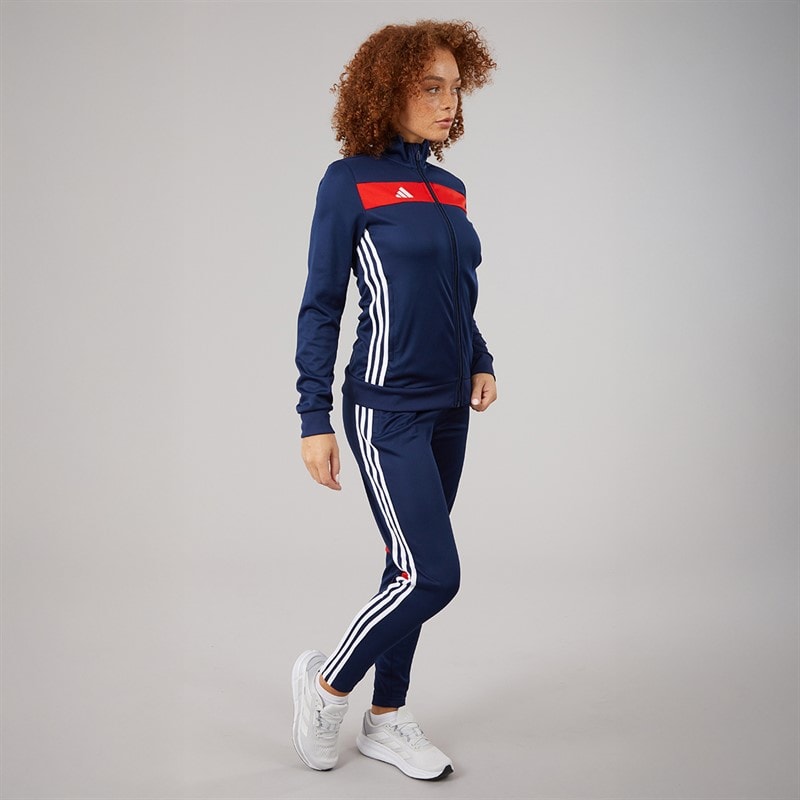 adidas Womens Tiro 25 Essentials Tracksuit Navy Blue/Red - Image 4