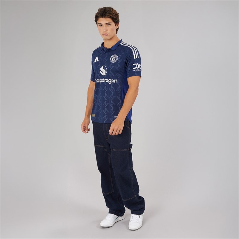 adidas Mens MUFC Manchester United 24/25 Authentic Away Jersey Night Indigo - Image 3