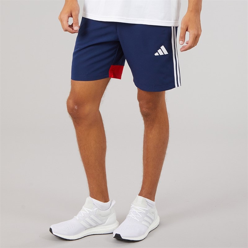 adidas Mens Tiro 25 Essentials Woven Shorts Navy Blue/Red