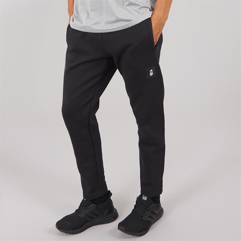 adidas Mens OL Olympique Lyonnais Seasonal Doubleknit Pant Black