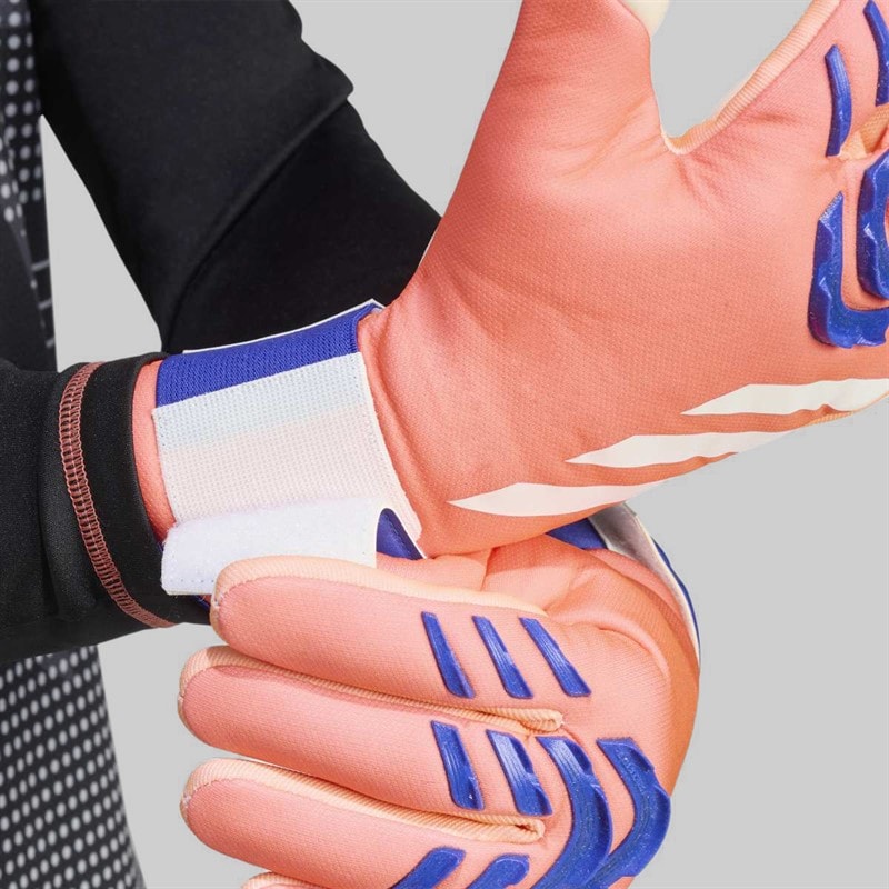 adidas Predator League Goalkeeper Gloves Signal Coral/White/Lucid Blue - Image 2