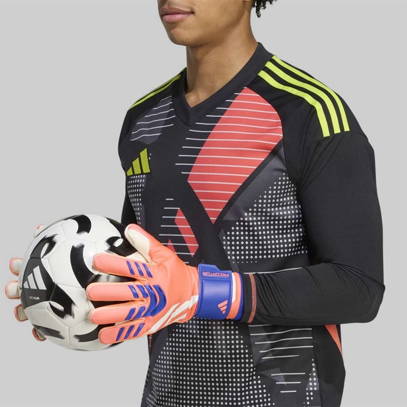 adidas Predator League Goalkeeper Gloves Signal Coral/White/Lucid Blue - Image 5