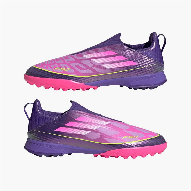 adidas Junior F50 League Laceless Lamine Yamal TF Astro Turf Football Boots Unity Purple/Footwear White/Lucid Lemon - Image 1