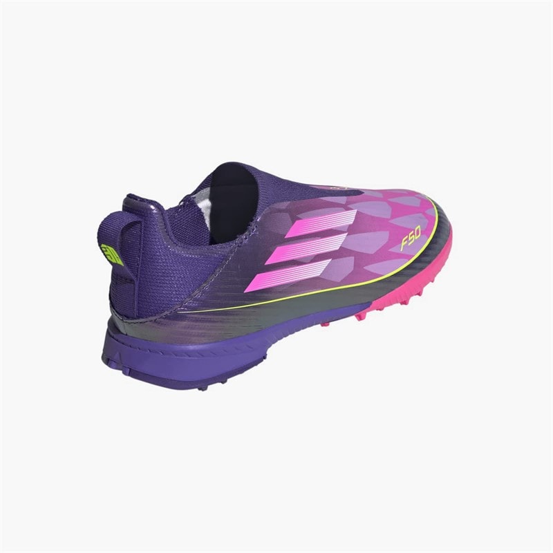 adidas Junior F50 League Laceless Lamine Yamal TF Astro Turf Football Boots Unity Purple/Footwear White/Lucid Lemon - Image 3