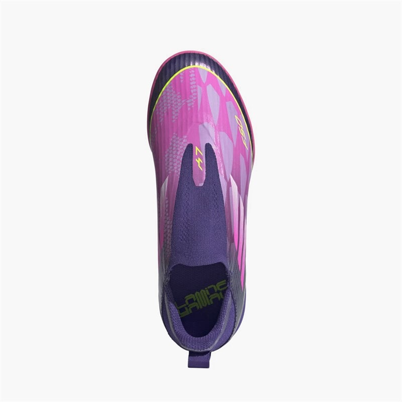 adidas Junior F50 League Laceless Lamine Yamal TF Astro Turf Football Boots Unity Purple/Footwear White/Lucid Lemon - Image 4
