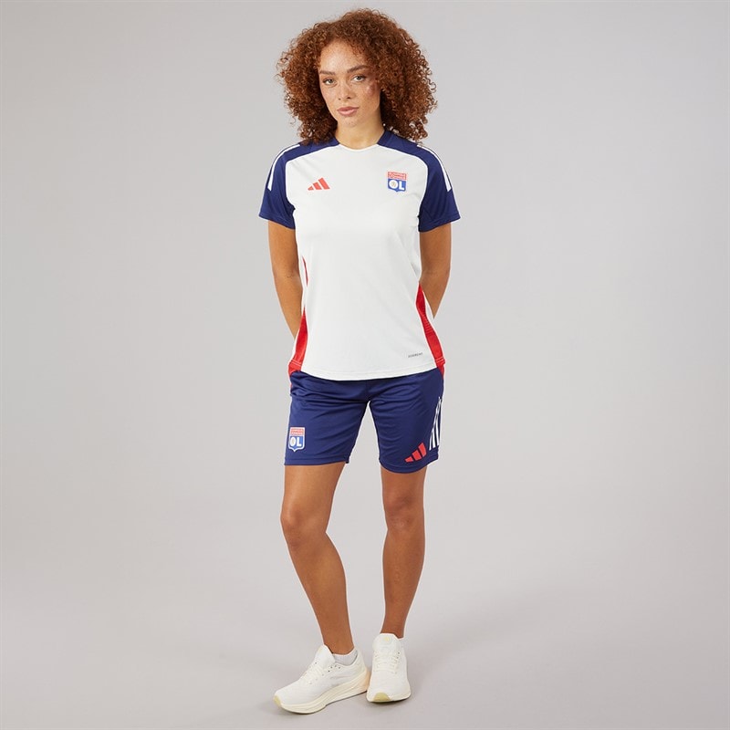 adidas Womens OL Olympique Lyonnais 24/25 Tiro 24 Training Jersey White Tint/Midnight Indigo/Bright Red - Image 3