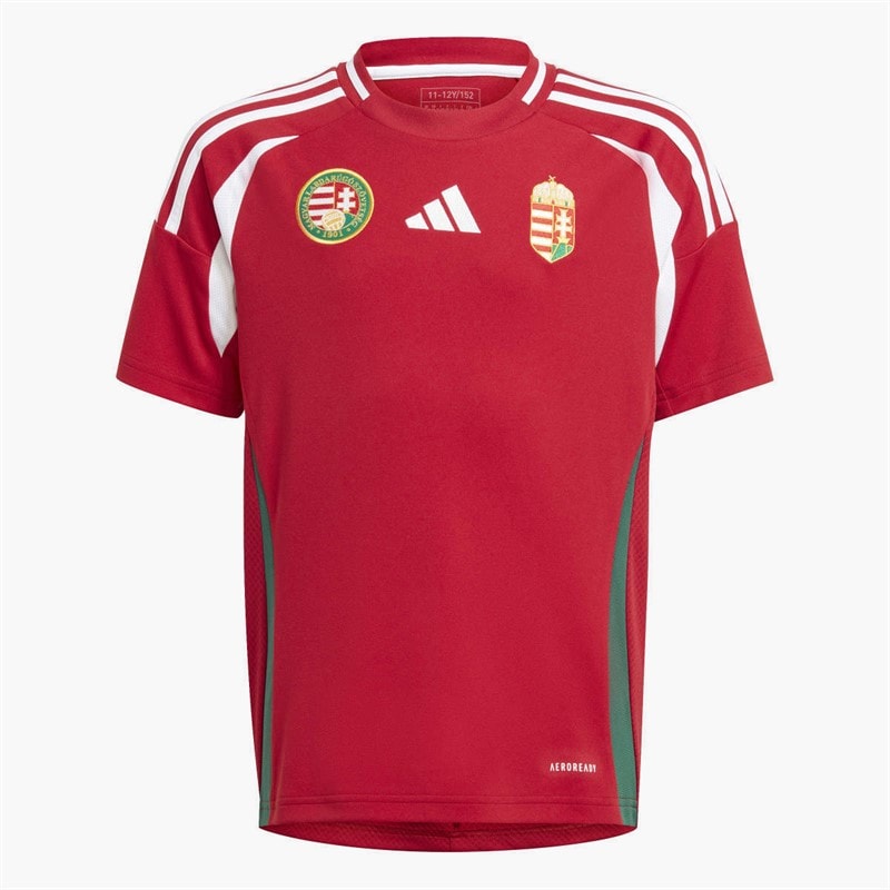 adidas Junior HFF Hungarian FF Home Jersey Team Victory Red/White/Collegiate Green