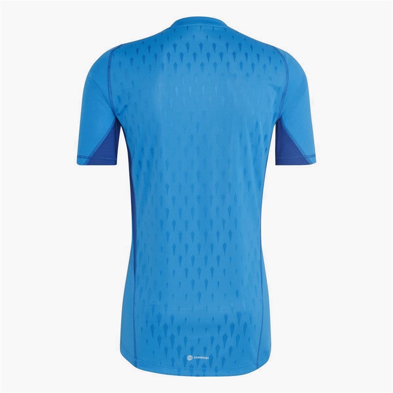 adidas Mens Tiro 23 Pro Short Sleeve Goalkeeper Jersey Blue Rush - Image 2