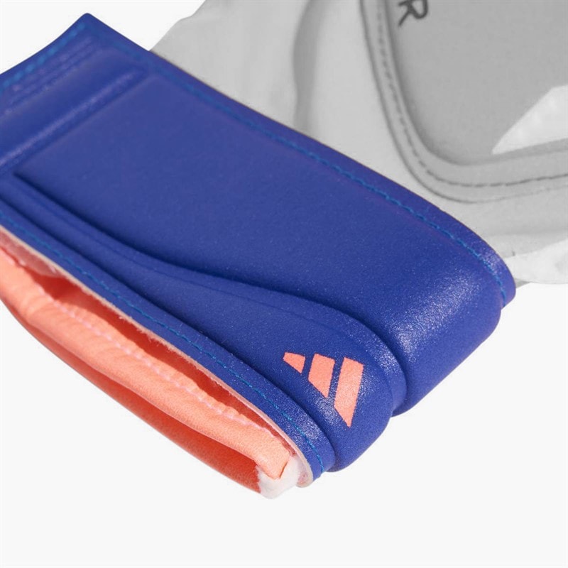 adidas Junior Predator Match Fingersave Goalkeeper Gloves Signal Coral/White/Lucid Blue - Image 3