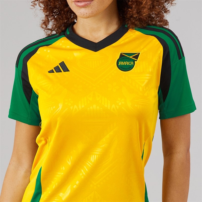 adidas Womens JFF Jamaica 2024 Home Jersey Hazy Yellow - Image 3