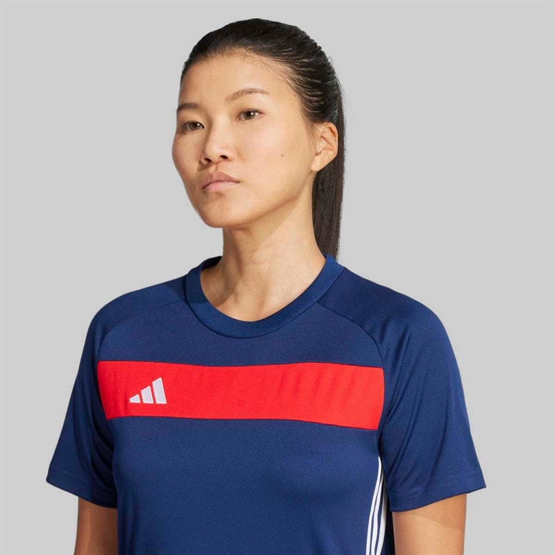 adidas Womens Tiro 24 T-Shirt Navy Blue/Red - Image 3