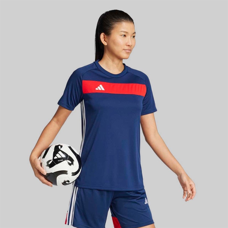 adidas Womens Tiro 24 T-Shirt Navy Blue/Red - Image 5