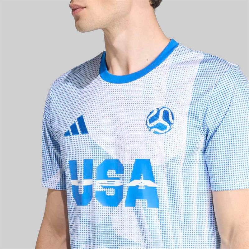 adidas Mens USA 2026 Jersey White/Glow Blue - Image 3