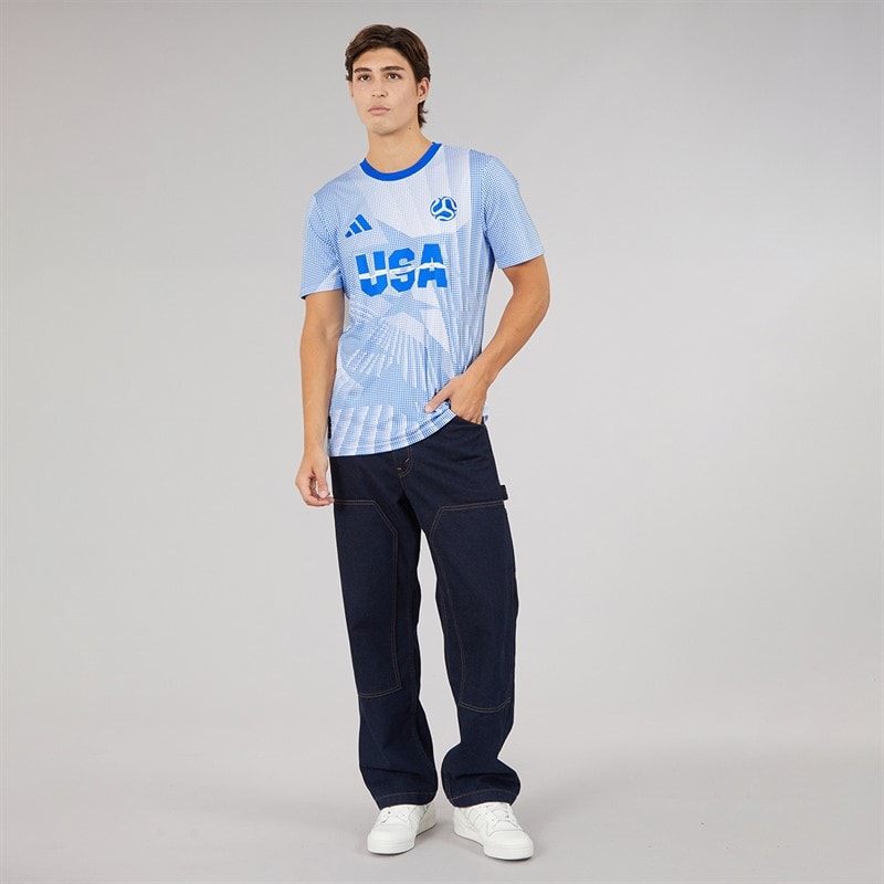 adidas Mens USA 2026 Jersey White/Glow Blue - Image 4